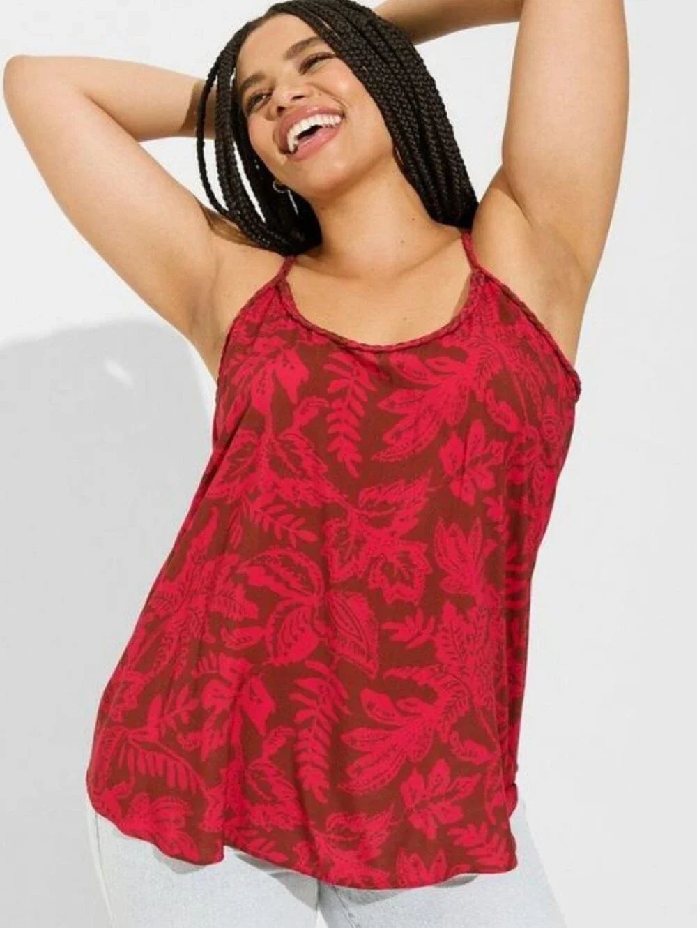 Torrid Challis Braided Leaves Scoop Neck Tank - New